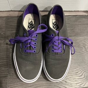 Vans tennis shoes. Purple and grey. Women’s size 8.5, Men’s size 7